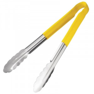 Yellow Stainless Steel 300 mm Serving Tongs - Vogue - Fourniresto