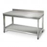 Stainless Steel Table with Shelf and Backsplash - D 600 mm - L 1800 mm
