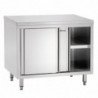 Stainless Steel Cabinet with Sliding Doors and Shelf - L 1600 mm