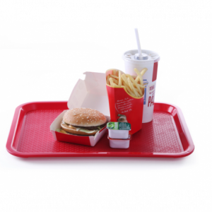 Rechthoekig fastfood dienblad rood - 415 x 305 mm