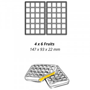 Professional Waffle Maker with 90° Opening - 4 x 6 Fruits