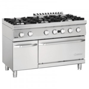 Zes-pits fornuis met gasoven GN 2/1 en kast Serie 700