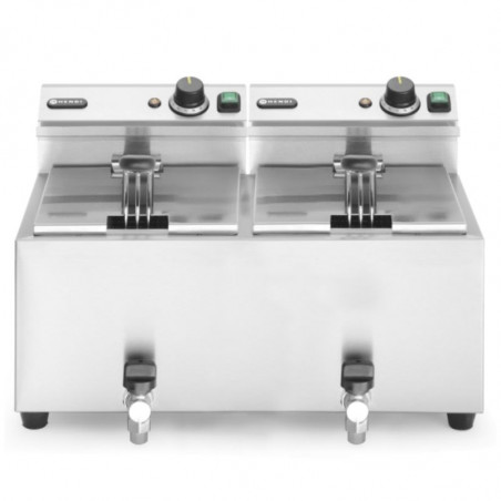Friteuse Mastercook met aftapkraan - 2 x 8 l
