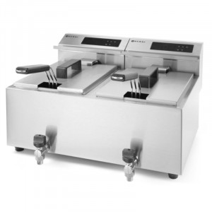 Friteuse Profi Line met digitale aftapkraan - 2 x 8 l - Merk HENDI - Fourniresto