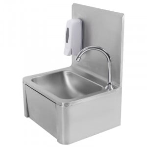 RVS Handenwasser met Kniebediening met Achterwand en Zeep