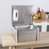 Stainless Steel Hand Wash with Knee Operated Control, Backsplash, and Soap