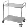 Winkelwagen Inox 2 Plateaus Dynasteel - Professioneel gebruik. Stevig, wendbaar en robuust.