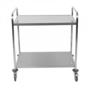 Winkelwagen Inox 2 Plateaus Dynasteel - Professioneel gebruik. Stevig, wendbaar en robuust.