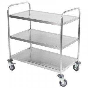 Winkelwagen Inox 3 Plateaus Dynasteel - Robuust en functioneel voor horecaprofessionals