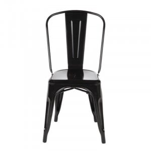 Stackable Steel Bistro Chairs - Black - Set of 4 - Bolero