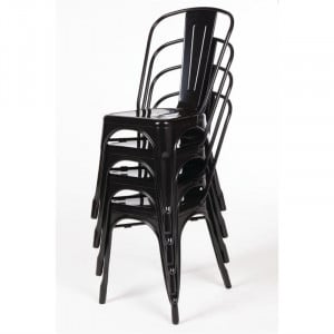 Stackable Steel Bistro Chairs - Black - Set of 4 - Bolero