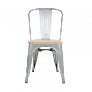 Stalen Stoelen met Houten Zitting - Set van 4 - Bolero