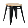 Niedrige Bistrohocker aus schwarzem Stahl mit Holzsitz - 4er-Set - Bolero