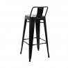 High Black Steel Stools with Backrest - Set of 4 | Bolero