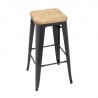 Hoher Bistrohocker aus grauem Stahl mit Holzsitz - 4er-Set - Bolero