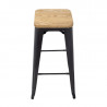 Hoge Bistro Kruk van Grijs Staal met Houten Zitting - Set van 4 - Bolero