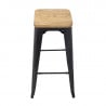 High Steel Gray Bistro Stool with Wooden Seat - Set of 4 - Bolero