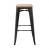 Hoge Bistro Kruk van Grijs Staal met Houten Zitting - Set van 4 - Bolero