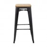 High Bistro Stool in Grey Steel with Wooden Seat - Set of 4 - Bolero