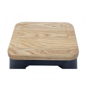 Hoge Bistro Kruk van Grijs Staal met Houten Zitting - Set van 4 - Bolero