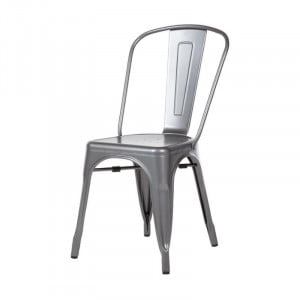 Chairs in Metallic Gray Steel - Set of 4 - Bolero