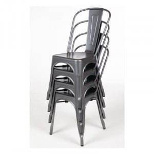 Stoelen in Metallic Grijs Staal - Set van 4 - Bolero