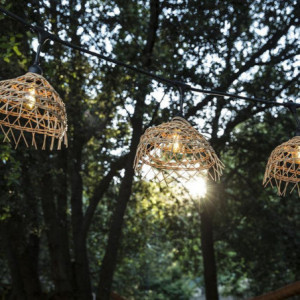 Outdoor Light Garland with Exotic Straw Lampshade - Hawai Light - Lumisky