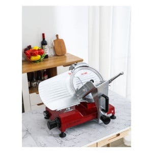 Professional Gravity Feed Red 220 mm Ham Slicer - Dynasteel