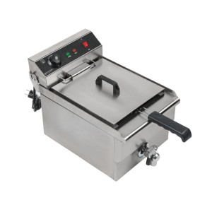 Professional Deep Fryer 13 L 3000 W with Drain - Stainless Steel