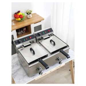 Professional Deep Fryer 2 x 13 L with Drain - Dynasteel: Performance and durability for your kitchen