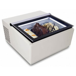 White Countertop Ice Cream Display - Static - 3 x 5 L - Customer Side - CombiSteel