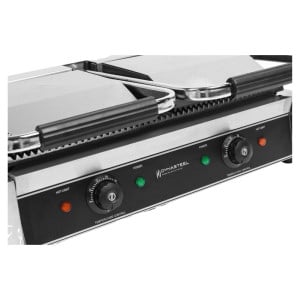 Grill Panini Double - Geribbelde Platen - Dynasteel