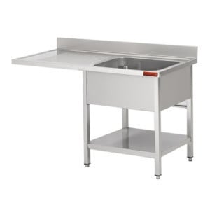 Spoelbak 1 bak met plank en afdruiprek met afvoer links - 1200 x 700 mm - Gastro M