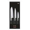 Set of 3 Wasabi Black Knives - Universal Office and Santoku from KAI: quality, performance, and precision in the kitchen.