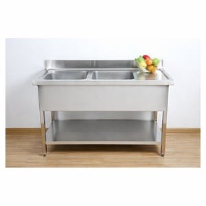 Duik 2 Bekkens met Rugleuning en Plank - Robuust en functioneel | Dynasteel