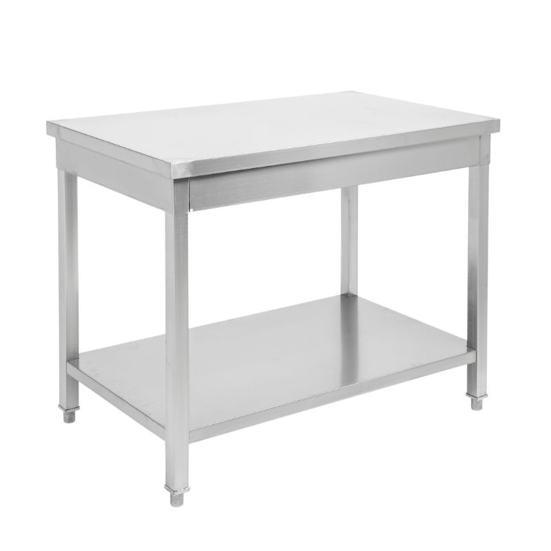 Edelstahltisch 1600 x 600 mm mit Unterregal — AISI 201