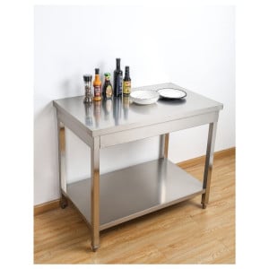 Stainless Steel Table with Shelf - D 700 mm - W 1200 mm - Dynasteel