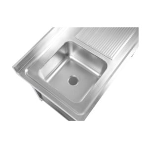 Sink 1 Bowl with Backsplash and Shelf - W 1400 x D 600 mm - Dynasteel