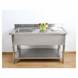 Plonge 1 Bak met Achterwand en Plank - L 1000 x D 700 mm - Dynasteel