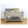Sink 1 Basin with Backsplash and Shelf - L 1200 x D 700 mm | Dynasteel
