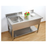 Sink 1 Basin with Backsplash and Shelf - L 1200 x D 700 mm | Dynasteel