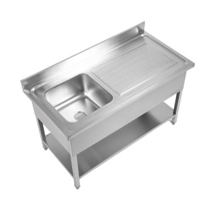 Sink 1 Basin with Backsplash and Shelf - L 1200 x D 700 mm | Dynasteel