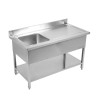Sink 1 Basin with Backsplash and Shelf - L 1200 x D 700 mm | Dynasteel