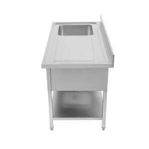 Sink 1 Basin with Backsplash and Shelf - L 1200 x D 700 mm | Dynasteel
