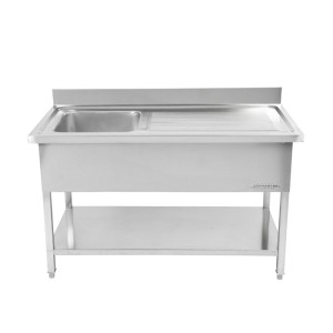 Sink 1 Basin with Backsplash and Shelf - L 1200 x D 700 mm | Dynasteel
