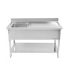 Sink 1 Basin with Backsplash and Shelf - L 1200 x D 700 mm | Dynasteel