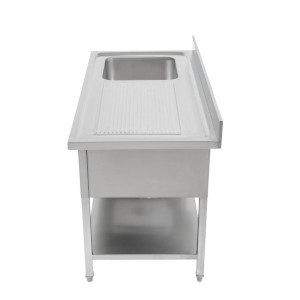 Einbauspüle 1 Becken mit Rückwand und Unterregal - L 1000 x T 600 mm - Dynasteel
