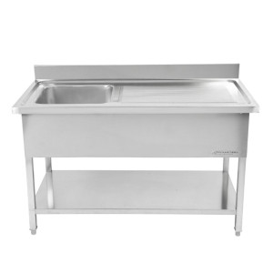 Einbauspüle 1 Becken mit Rückwand und Unterregal - L 1000 x T 600 mm - Dynasteel