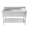 Einbauspüle 1 Becken mit Rückwand und Unterregal - L 1000 x T 600 mm - Dynasteel