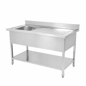 Spülbecken 1 Becken mit Rückwand und Unterregal - L 1000 x T 600 mm - Dynasteel